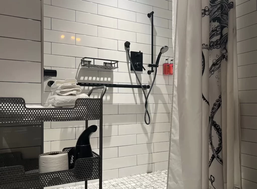 Moxy San Diego black and white bathroom