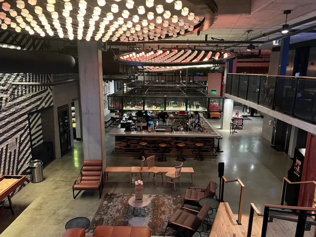 Moxy San Diego bar area from the workspace