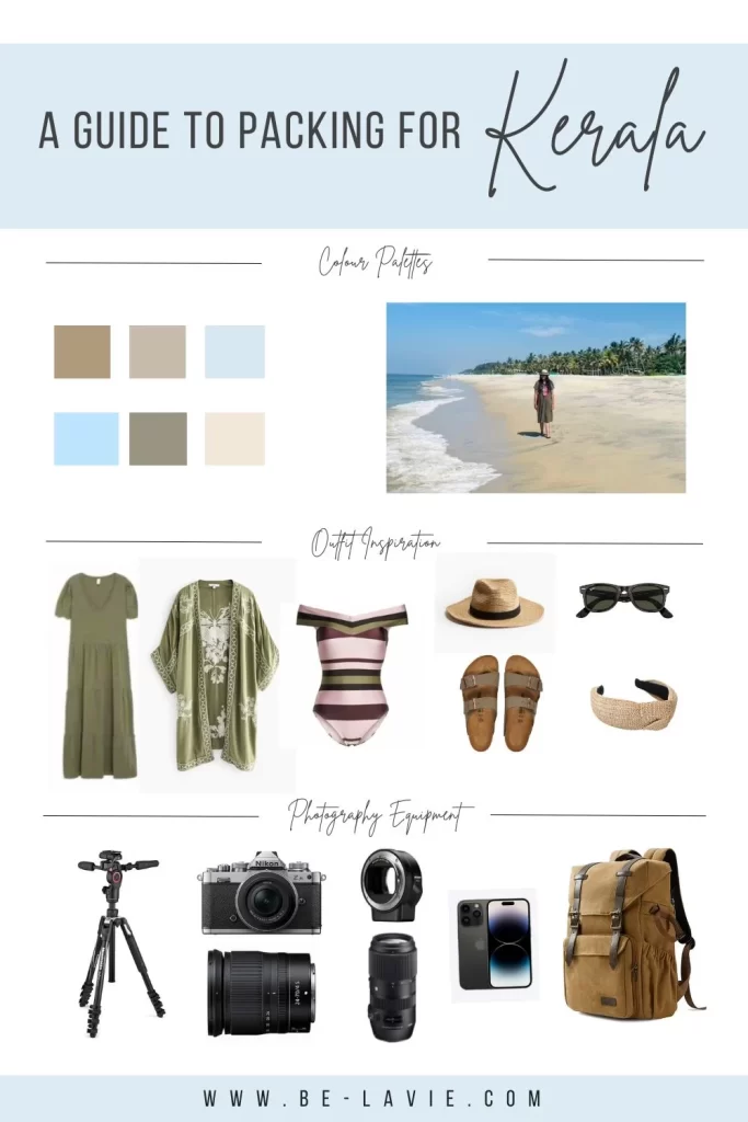 What you need to pack for Kerala: A pinterest pin graphic with images which have been overlaid with text reading 'a guide to packing for Kerala'. 2024