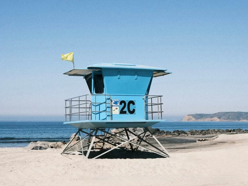 Coronado Beach blue lifeguard hut