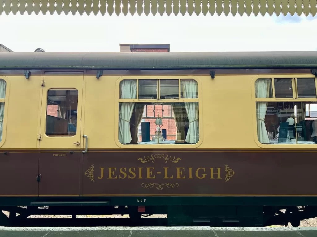 Dining on the Great Central Railway: One of the Charnwoon Forester's carriages at Loughborough Central Station