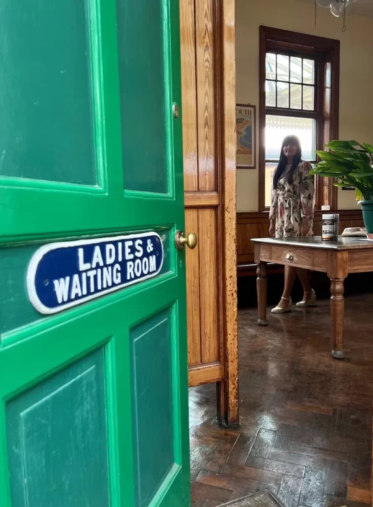 Ladies waiting Room with Bejal waiting to board train at Loughborough Central Station