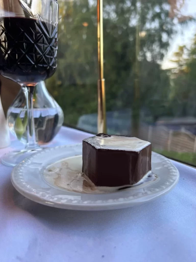 The chocolate and cherry Torte aboard the Charnwood Forester