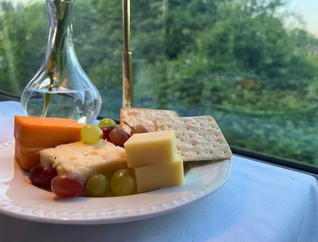 Traditional english Cheeseboard aboard the Charnwood Forester