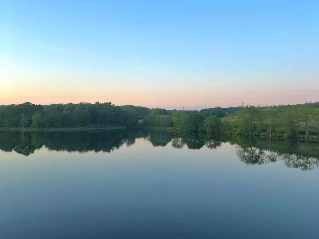 Dining on the Great Central Railway: Sunset over Swithland Reservoir on the Great Central Railway