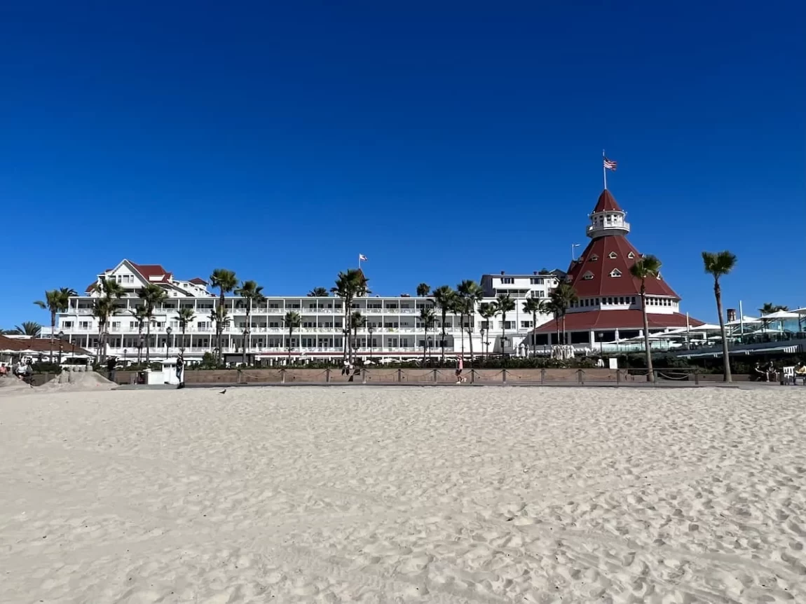 Panorama of the Hotel del Coronado from Coronado Beach