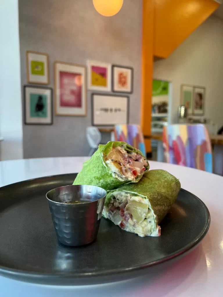 The breakfast spinach vegetarian wrap at Parakeet Cafe, Coronado, San Diego