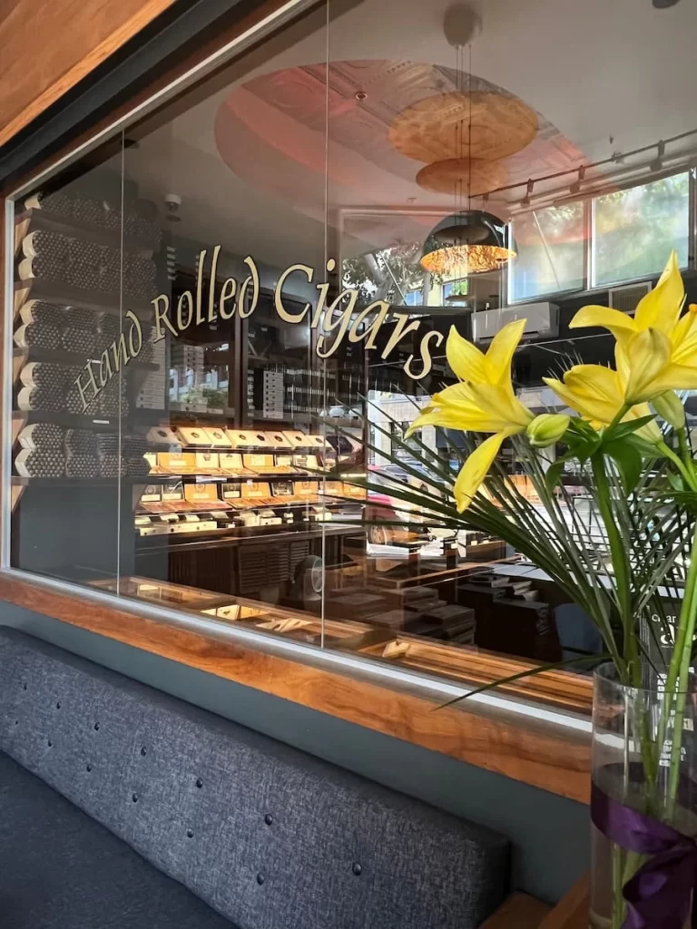 The cigar glass room at Gran Havana Cigars, San Diego