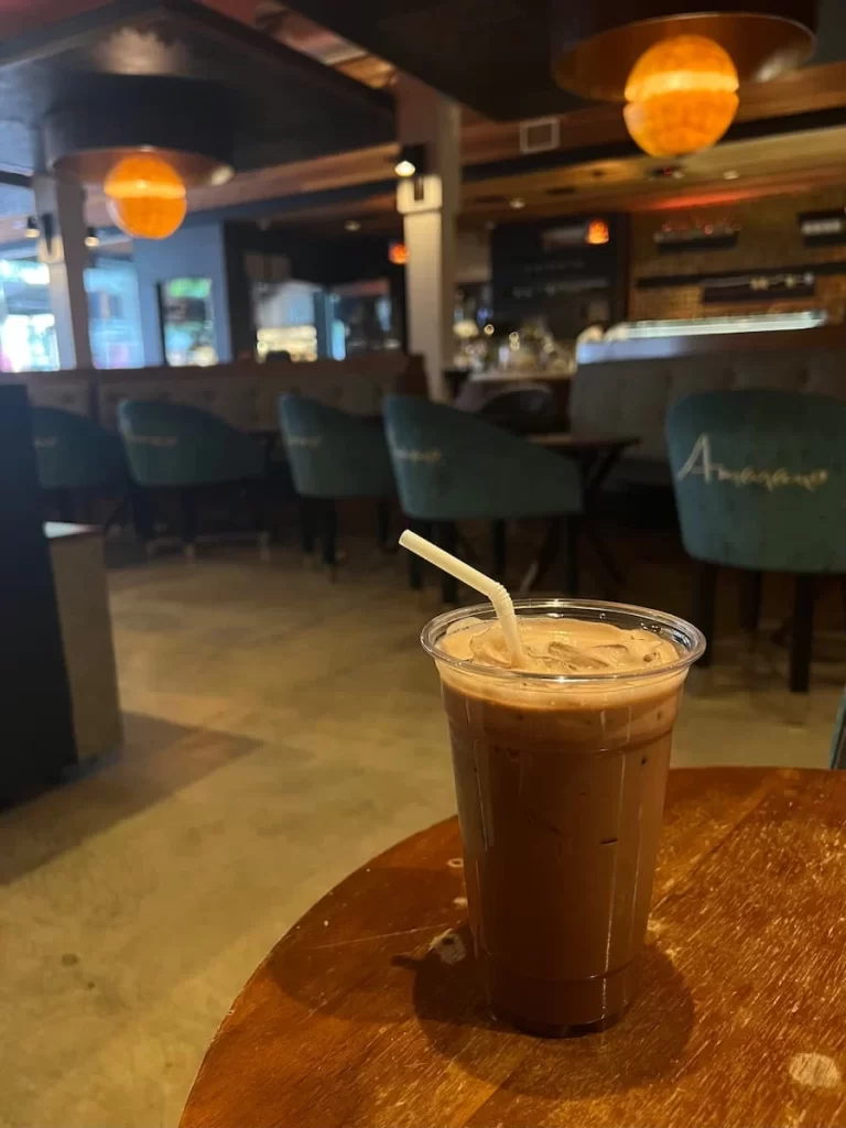 Iced strawberry mocha at Gran Havana Cigars in San Diego