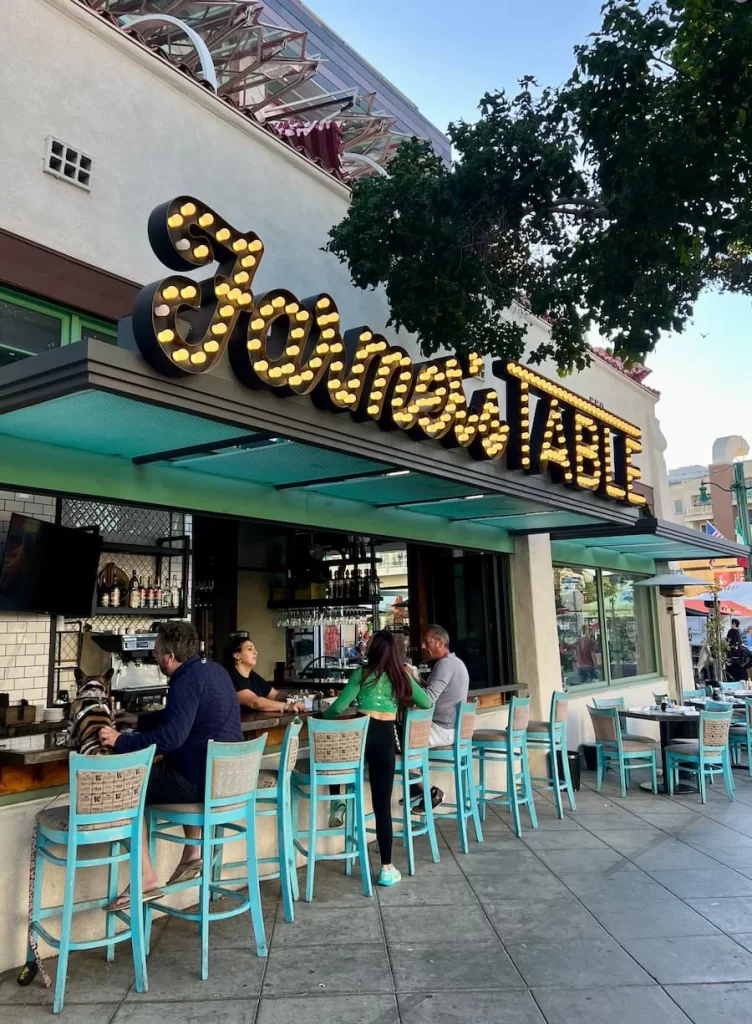 Outdoor counter bar area of Farmer's Table, Little Italy, San Diego