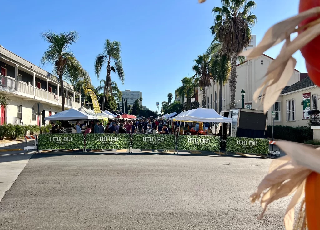 Little Italy Market stalls in San Diego