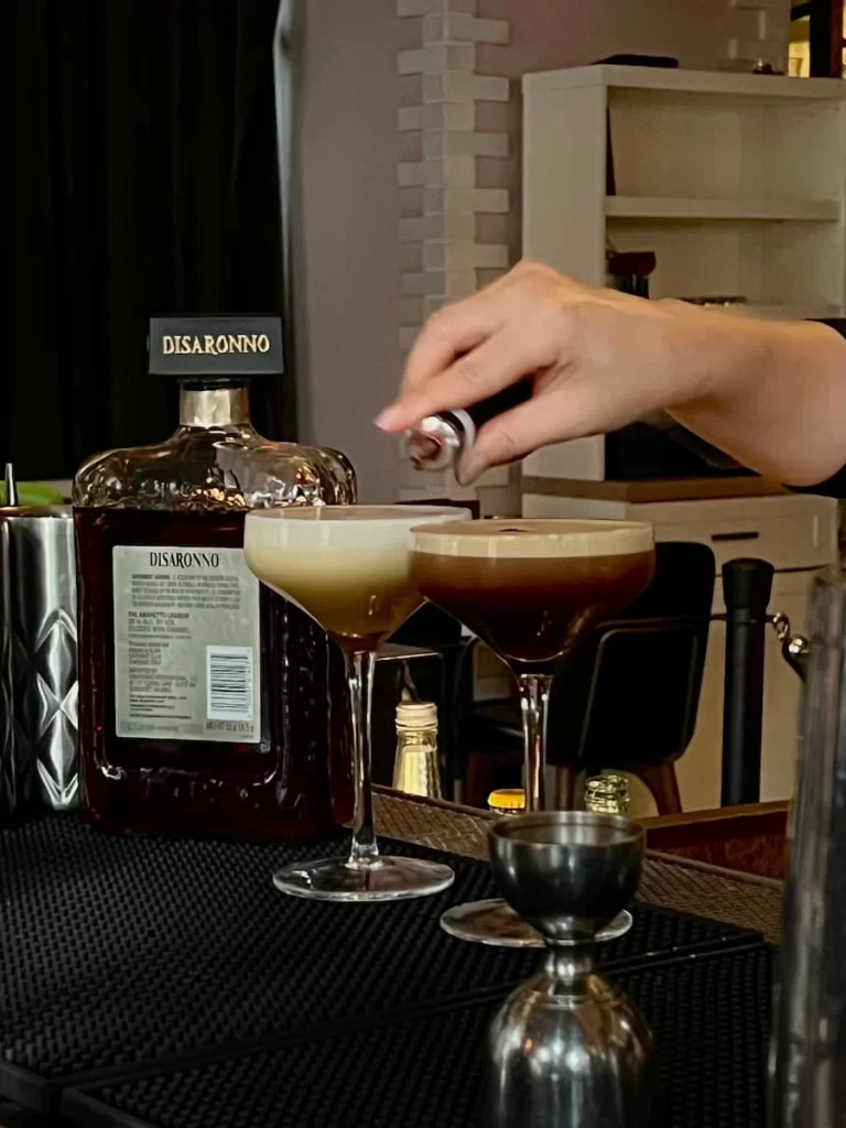 Espresso Martini and Amaretto Sour being made at Fifth & Rose, San Diego