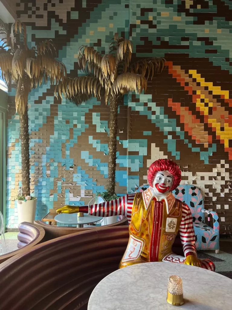 The Ronald Macdonald statue and cool decor at The Invigatorium, San Diego
