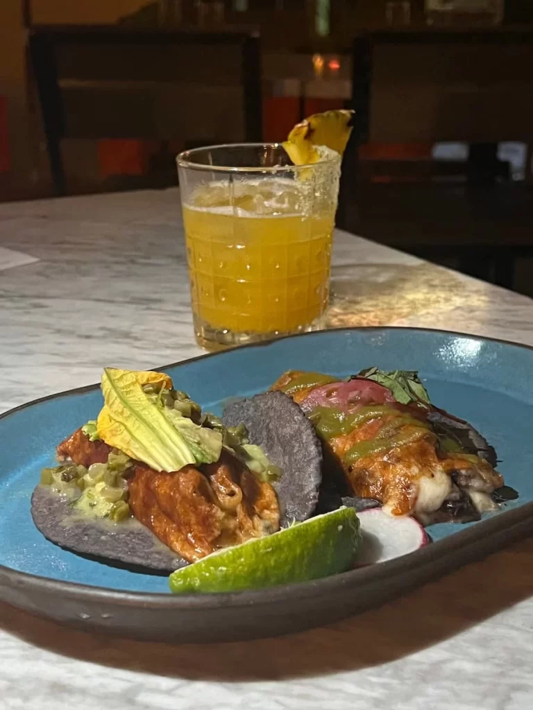 Mushroom tacos and Tequila at Puesta, San Diego