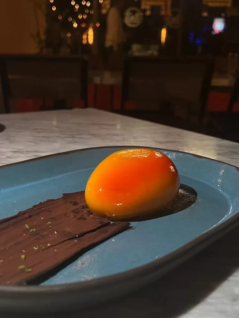 Mango cake with chocolate and coconut sponge at Puesta, San Diego