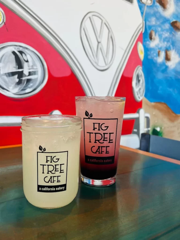 Hibiscus and fresh lemonade at Fig Tree Cafe, San Diego