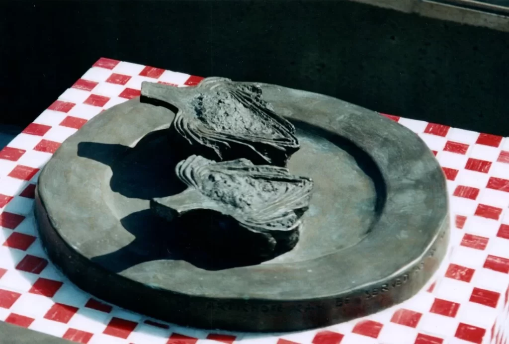 Artichoke plaque at Amici Park in Little Italy, San Diego