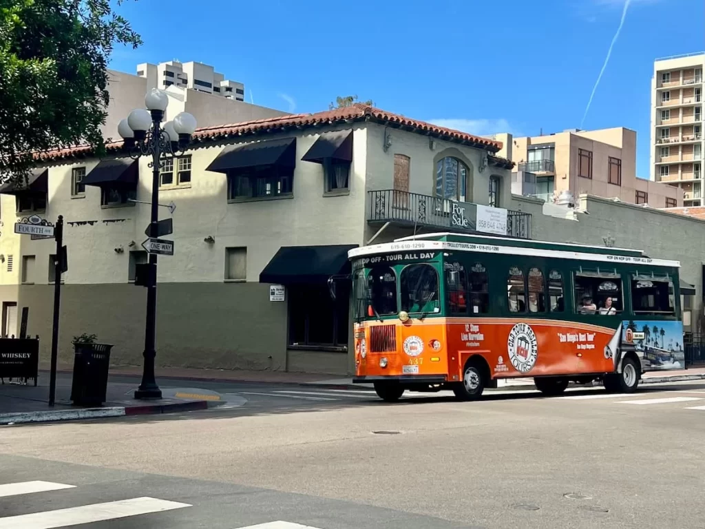 San Diego trolley in the Gaslamp District