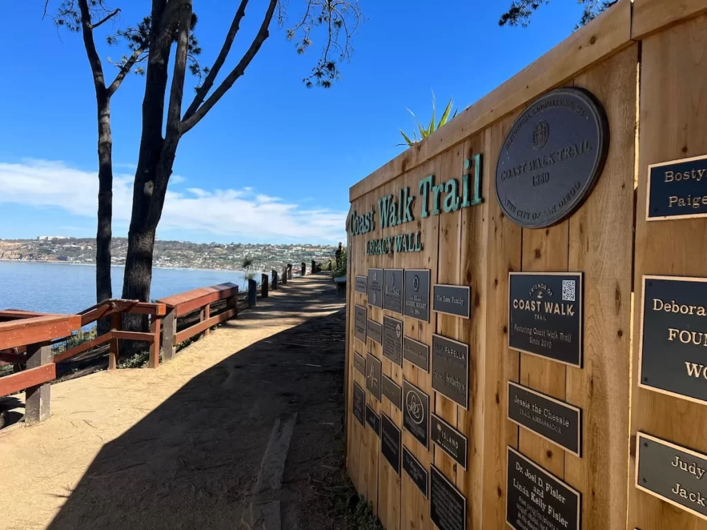 Sign for the historic coastal walk trail in La Jolla