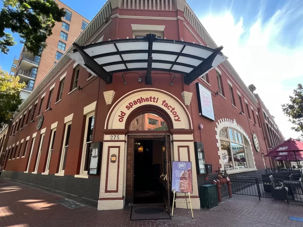 Old Spaghetti Factory exterior in Gaslamp Quarter, San Diego