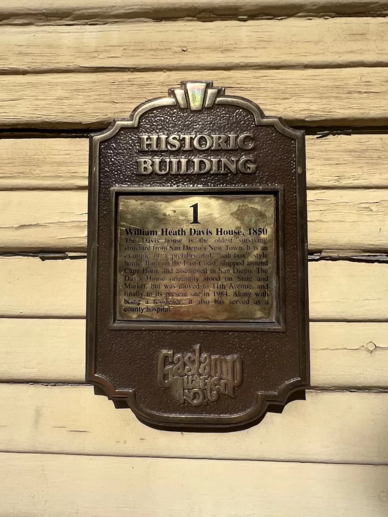 Davis Horton House Museum plaque, Gaslamp Quarter, San Diego 