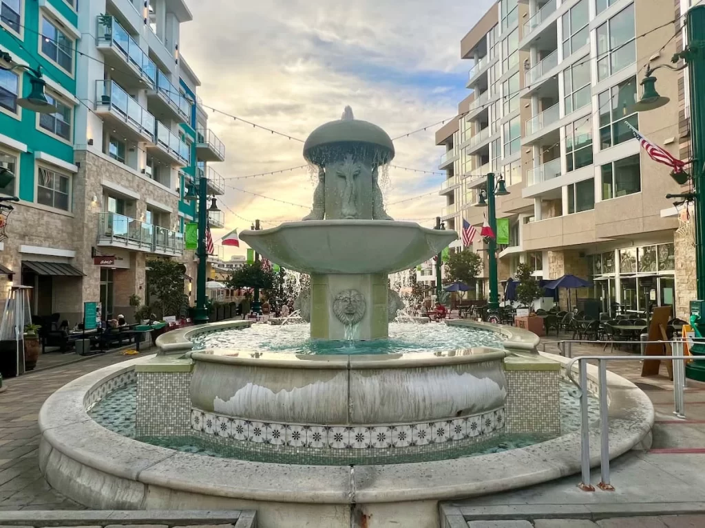 The fountain at Piazza della Famiglia in Little Iittel Italy, San Diego