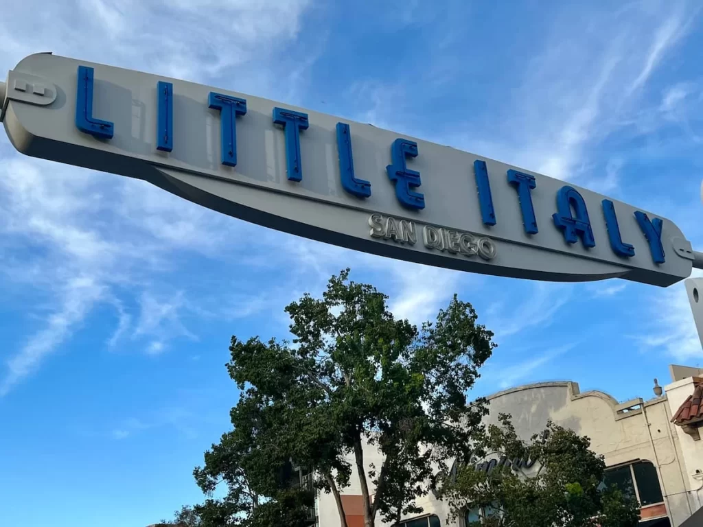 Little Italy Main India Street sign in San Diego
