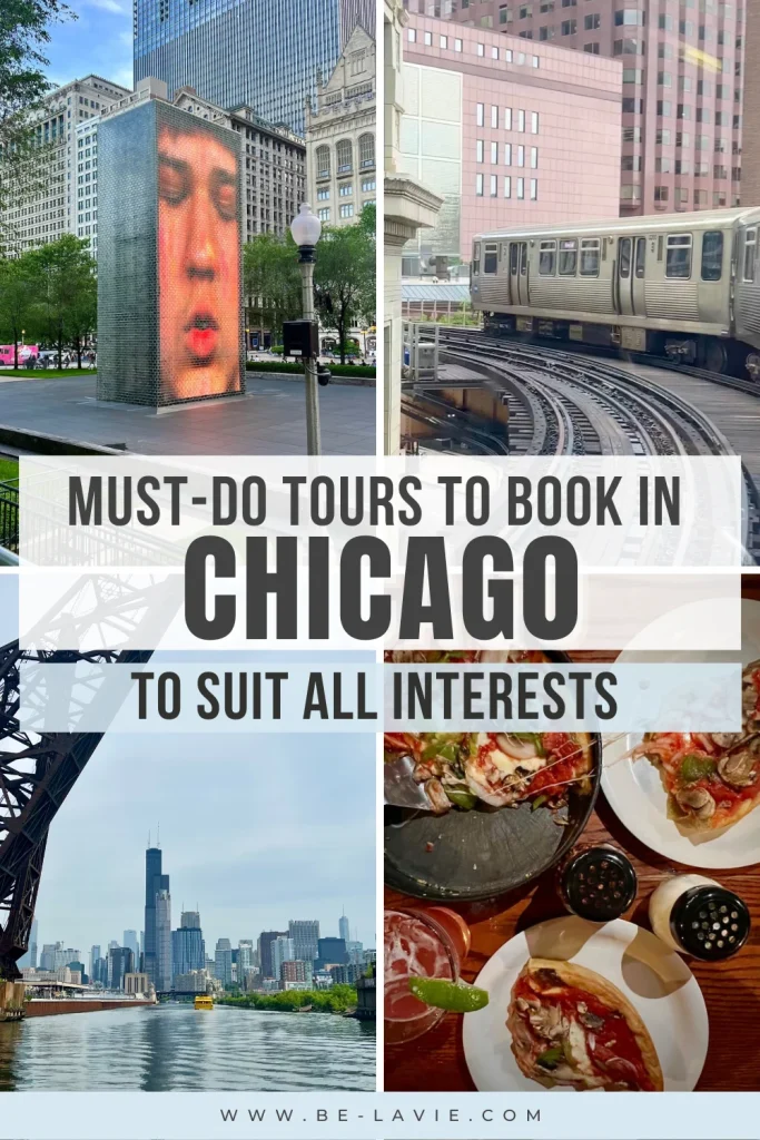 Chicago Tours Pinterest Pin with 4 images overlayed with text