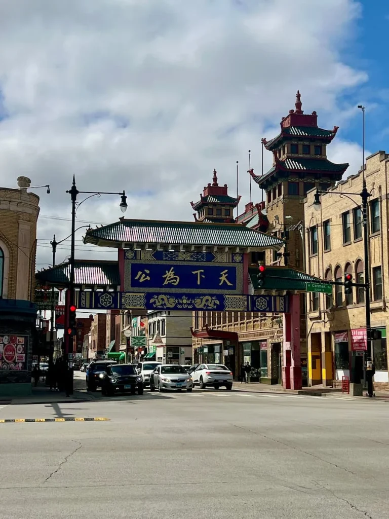 Colourful entrance gate into Chinatown, Chicago. One of the non touristy things to do in Chicago