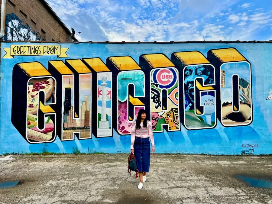 Unique Tours in Chicago for First Time visitors: Bejal infront of Chicago mural 