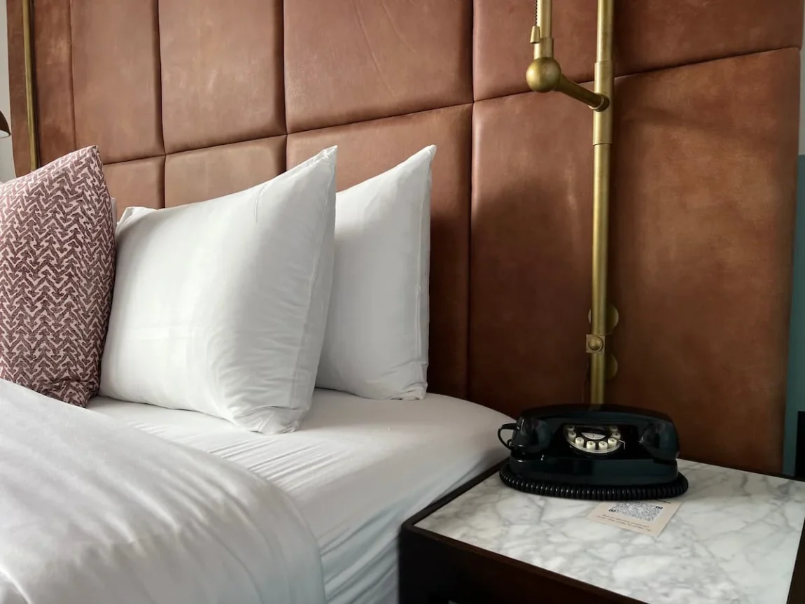 Pillows and cool black hone at The Hoxton, Chicago