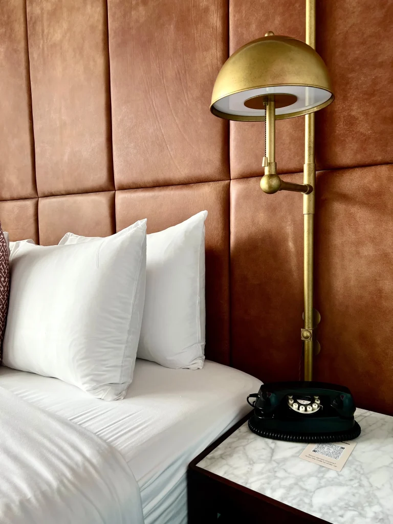 Pillows and cool black hone at The Hoxton, Chicago