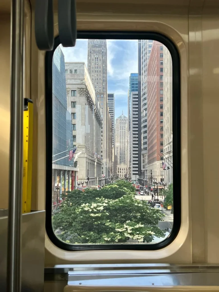 View of Downtown Chicago from the L windon