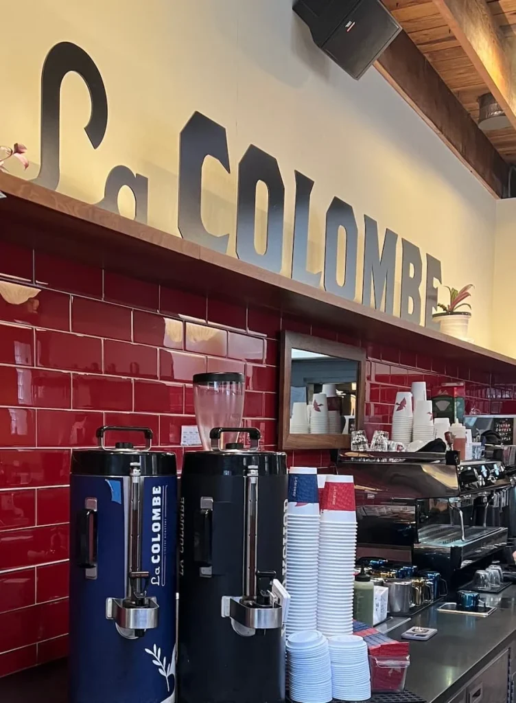 The coffee preparation area and counter at La Colombe Coffee Roasters, Chicago