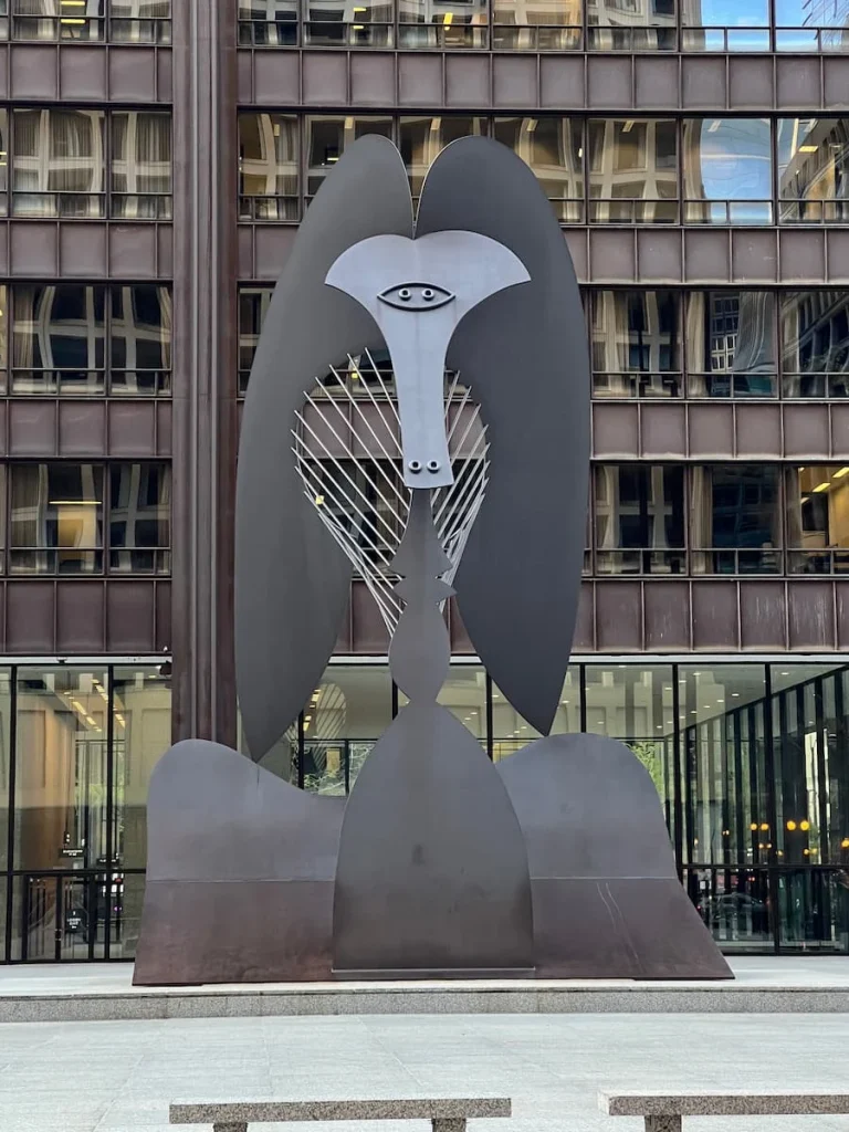 The outdoor Picasso Sculpture in Chicago. One of the cool photo locations in Chicago, one of the non touristy things to do in Chicago
