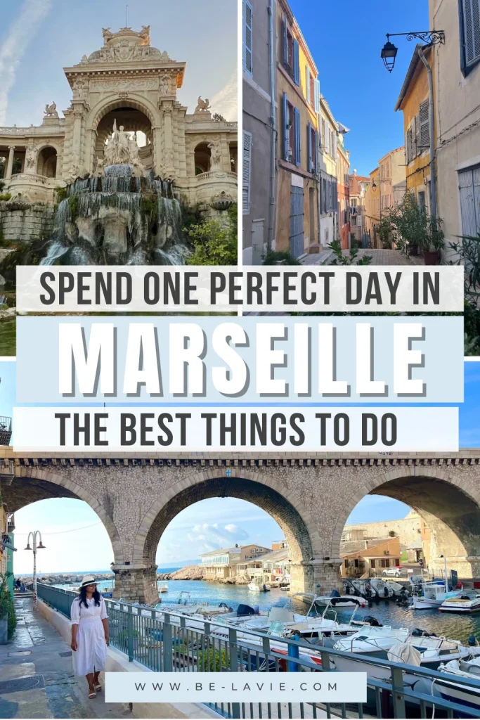 One day in Marseille Pinterest Pin with 3 images and overlayed text