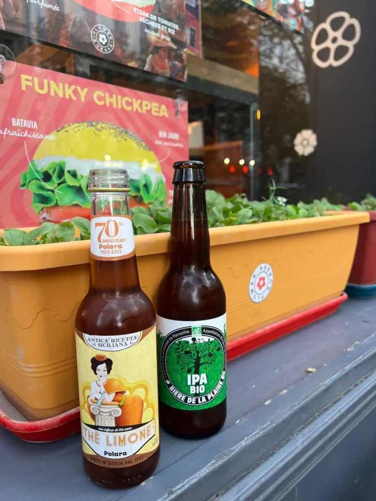 Drinks on outsdie terrace at Flower Burger, Marseille