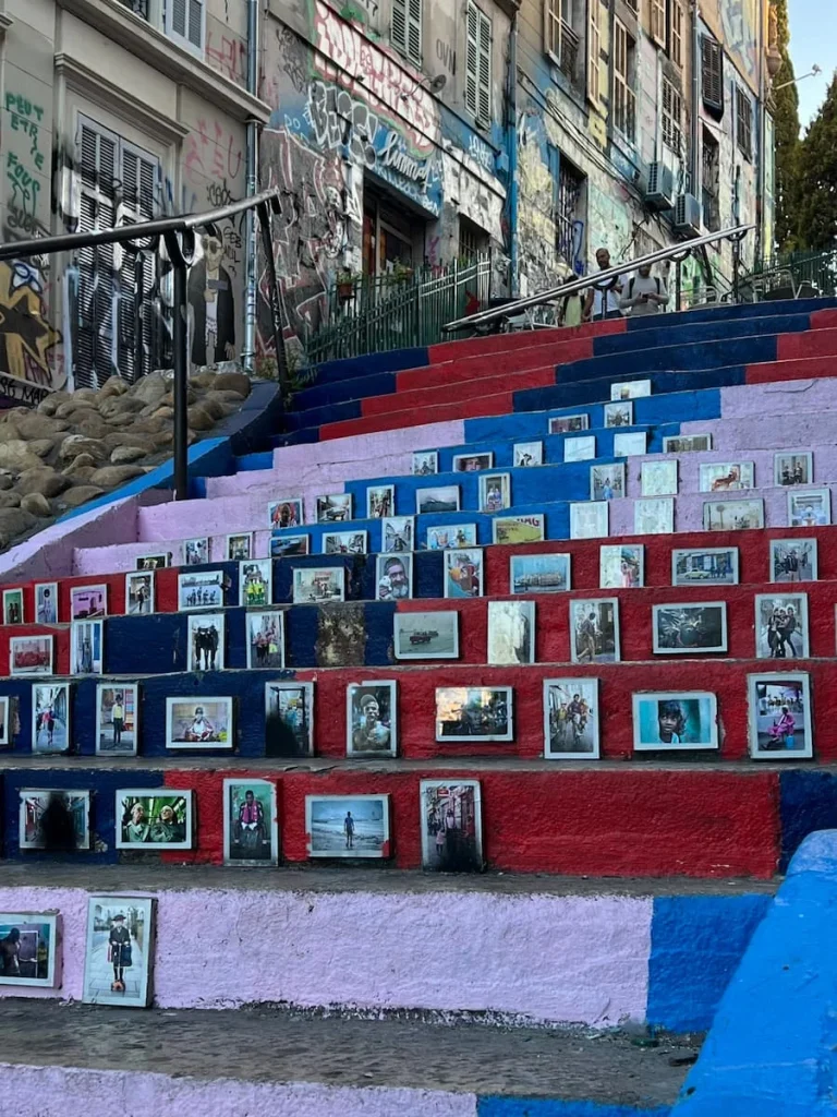 The graffiti filled Notre dame du Mont subway staircase, Marseille