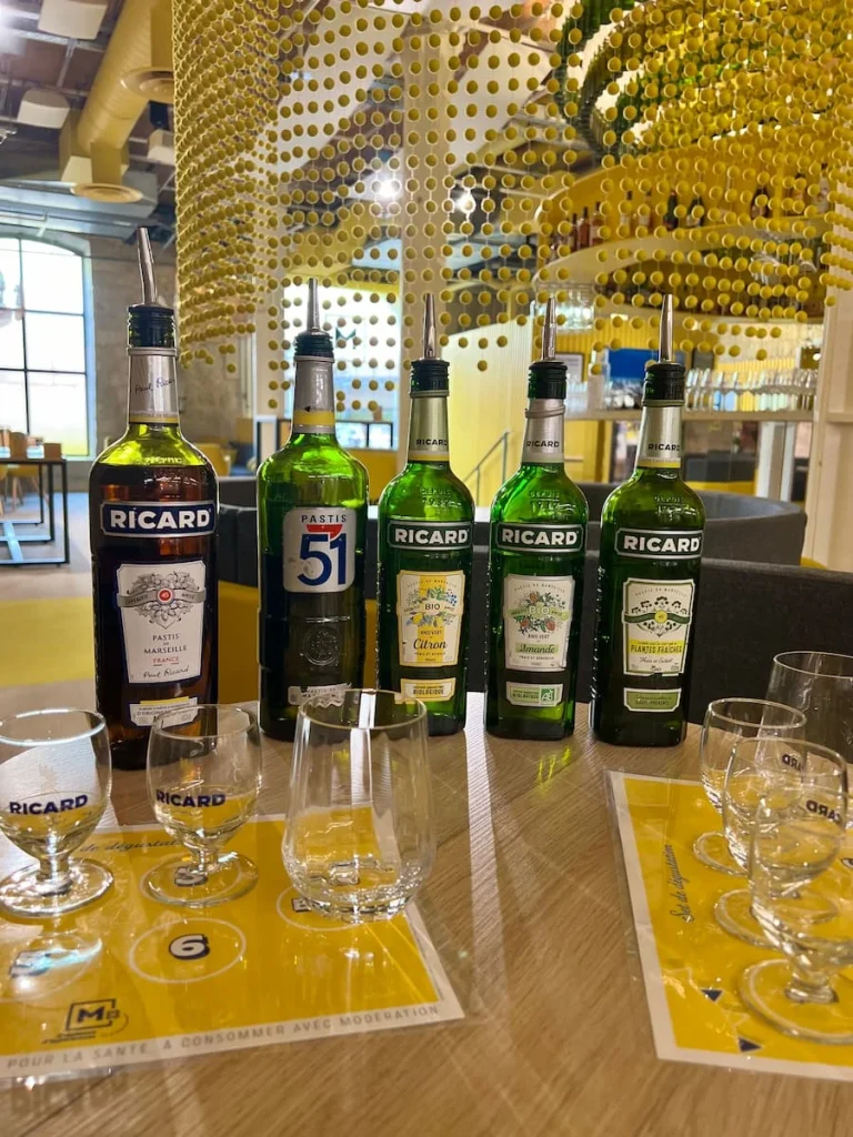 All the different flavours of Pastis at MX Maison Yellow Restaurant & Bar, Marseille