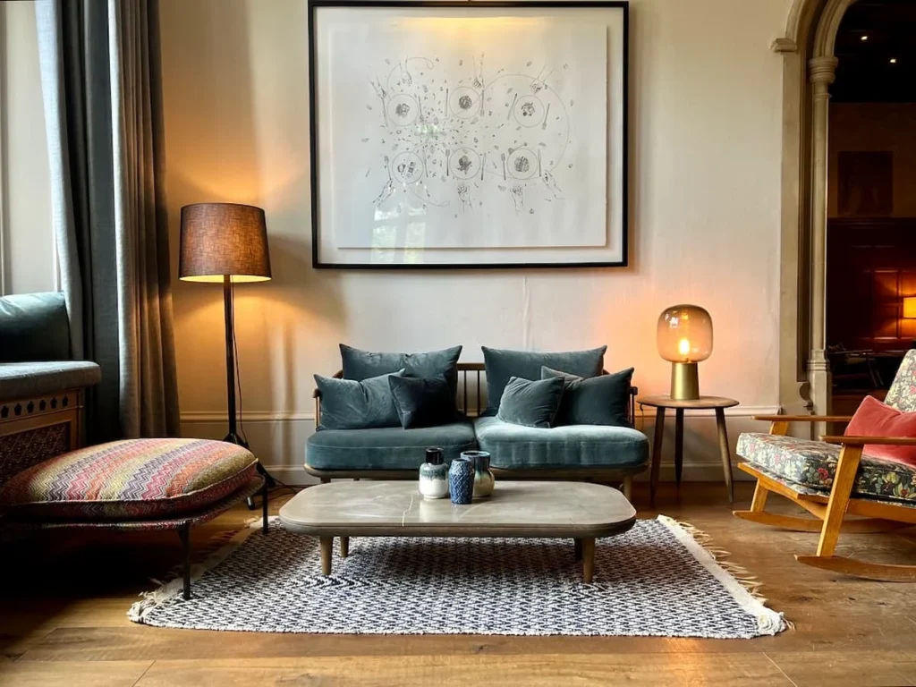 Team sofa in the reception area at Hampton Manor