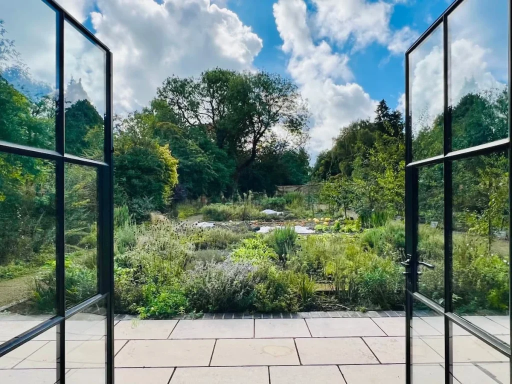 The Walled Garden at Hampton Manor. View from Grace & Savour Cookery School