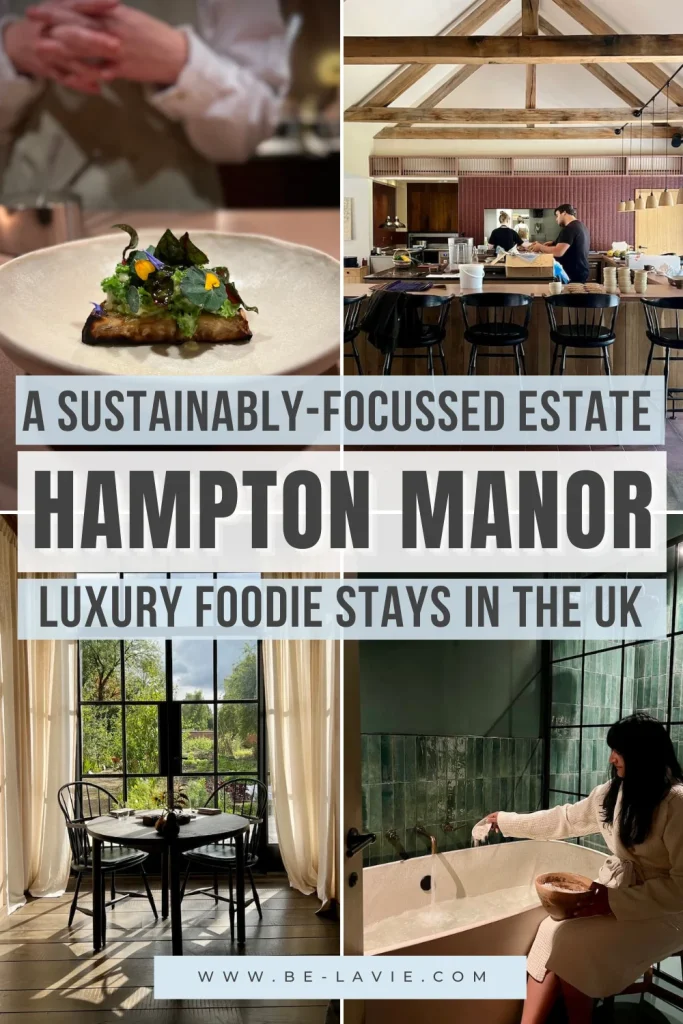 Sustainable foodie staycation at Hampton Manor Pinterest Pin with 4 images overlayed with text