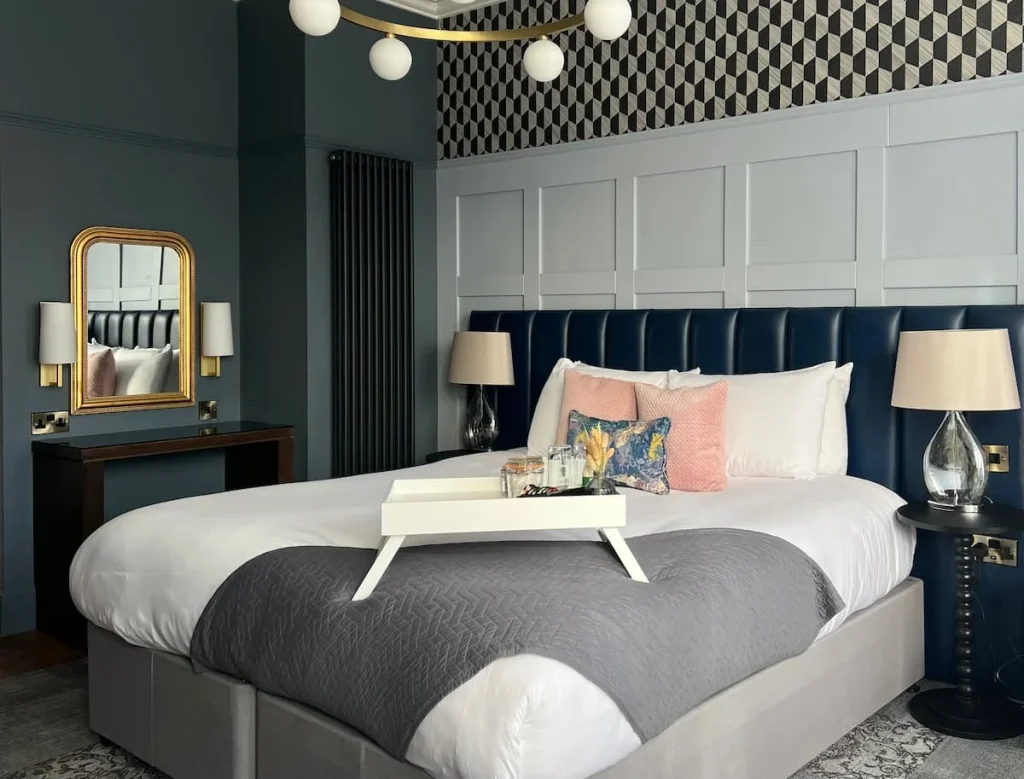 Full length view of the bed in superior room at St Martins Lodge, Leicester