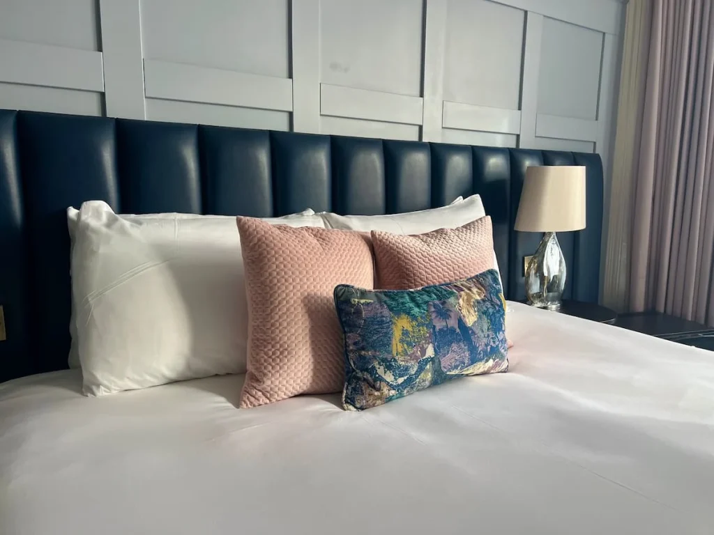 cushions ahd headboard at St Martins House, Leicester