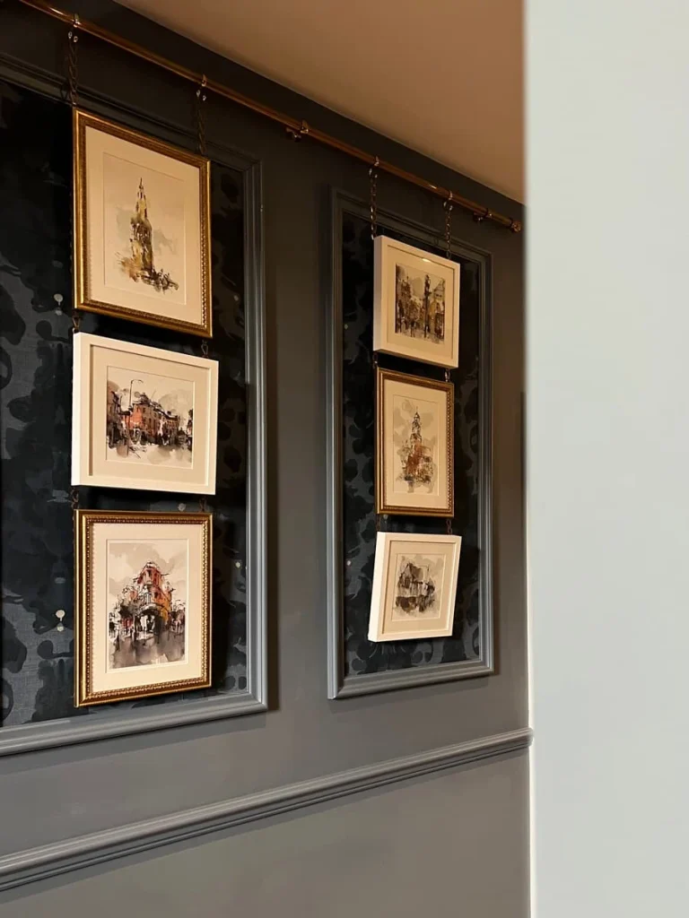 sketches in hallway at St Martins Lodge, Leicester