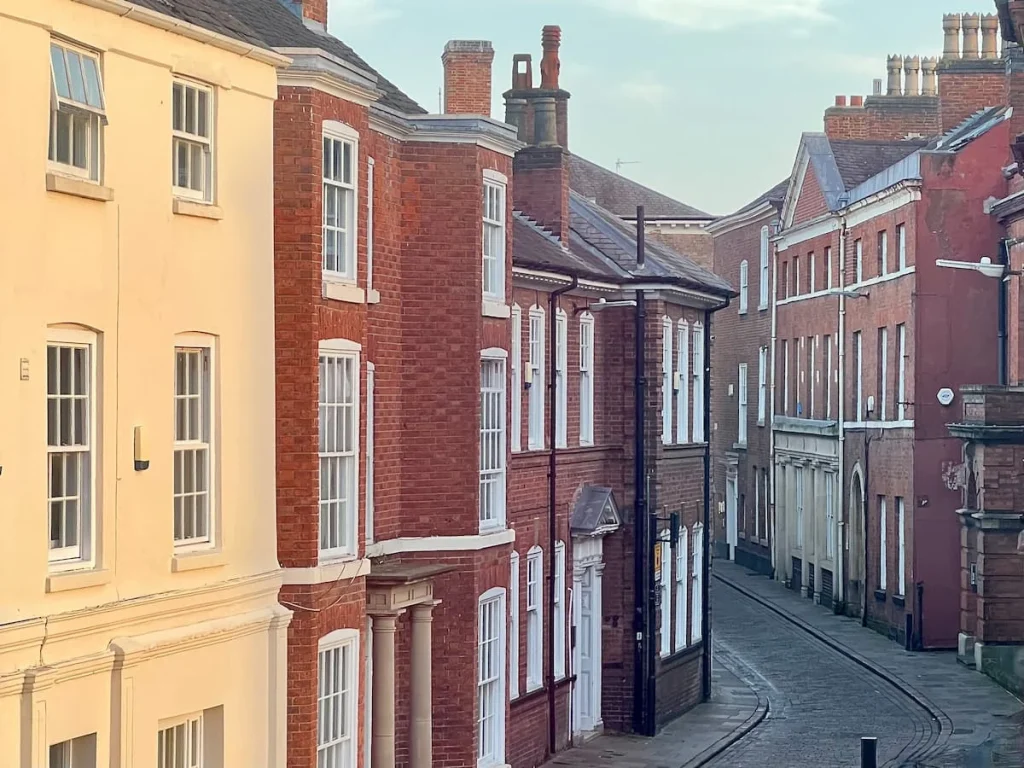 View of the historic New Street from Room 108 in St Martins Lodge, Leicester