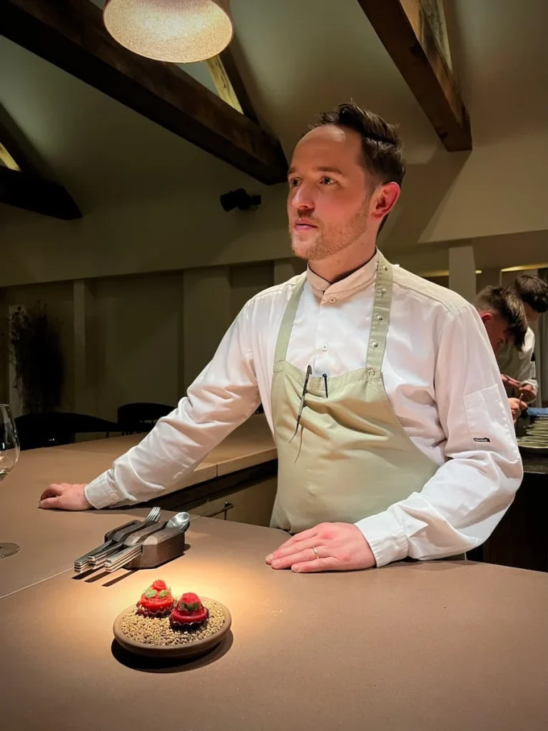 Chef David explaining Course 3 at Grace & Savour, Hampton in Arden 