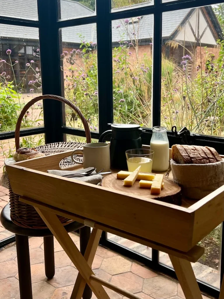 Breakfast hamper contents at Grace & Savour suite, Hampton in Arden