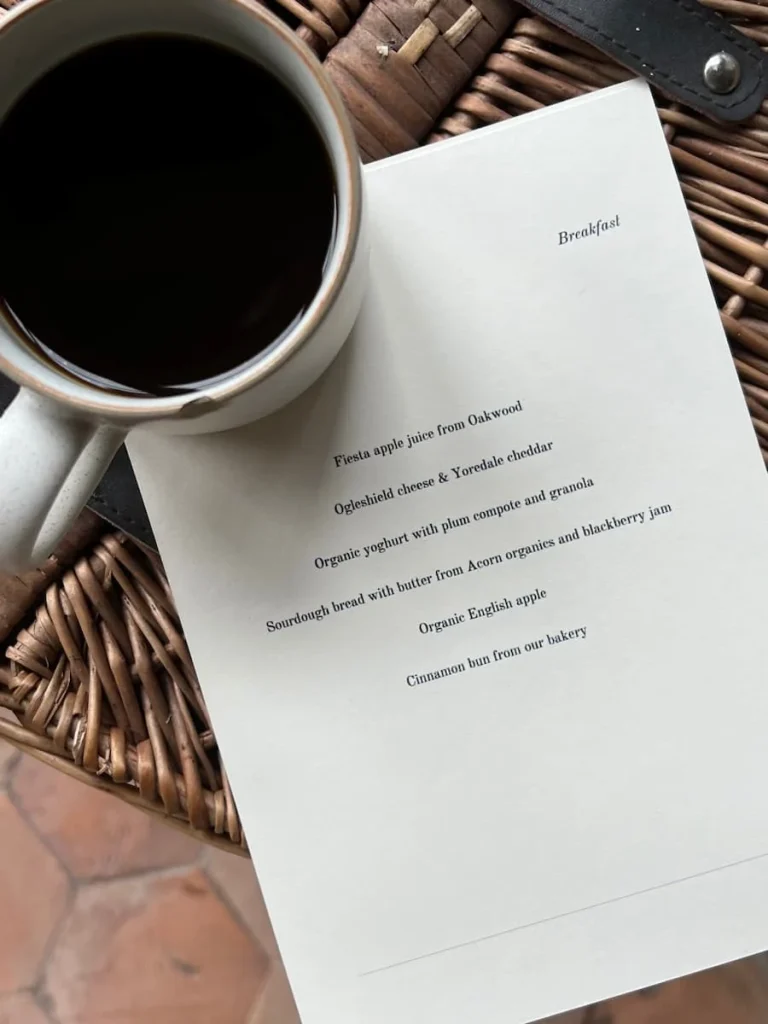 Breakfast hamper menu at Grace & Savour, Hampton in Arden