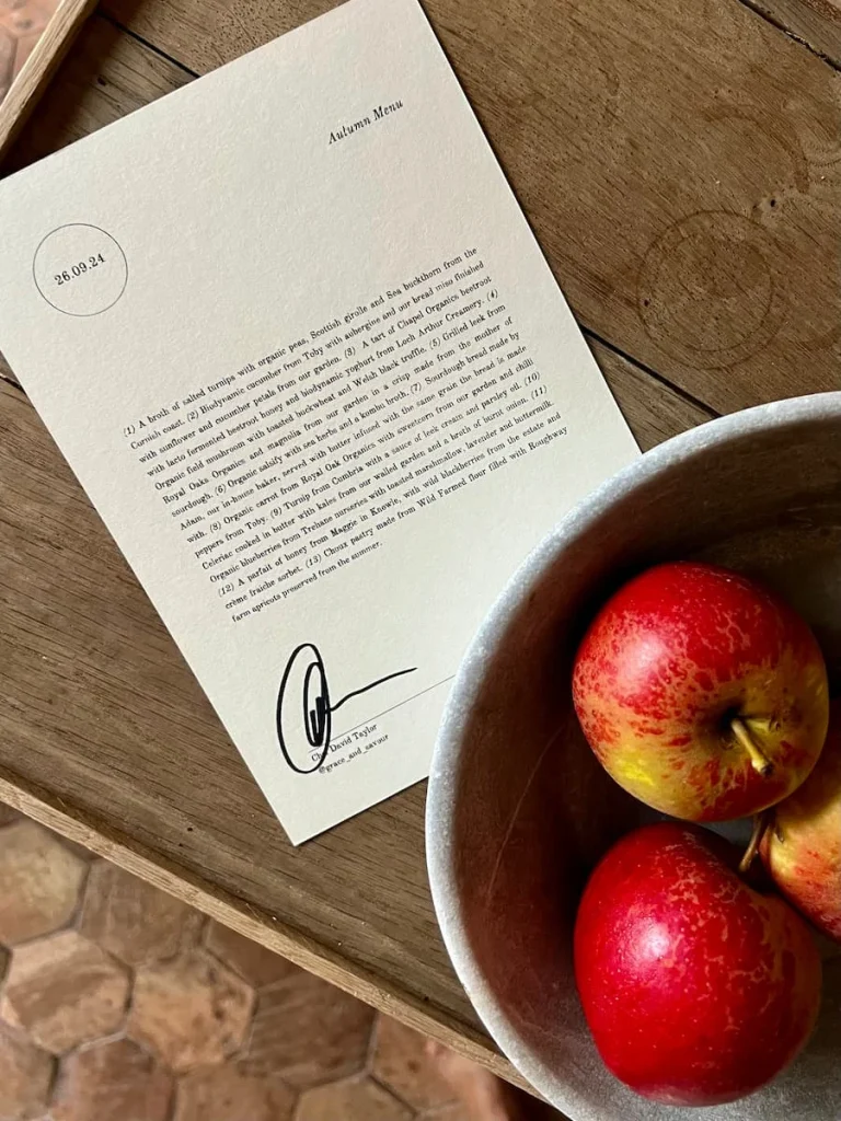 Signed Vegetarian taster menu at Grace & Savour, Hampton Manor, Hampton in Arden